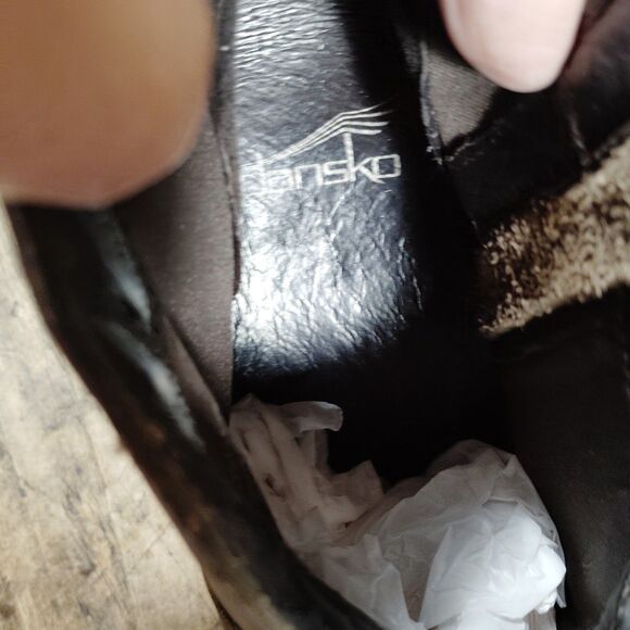 Dansko Lizanne Boots 40 / 9.5 10 Boots Shoes Brown Leather Side Zip Booties Clog - Picture 11 of 15